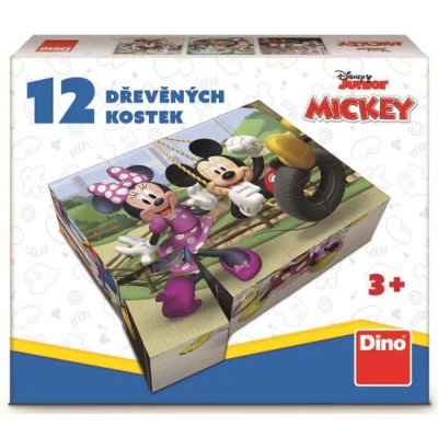 Dřevěné obrázkové kostky - Mickey Mouse a Minnie